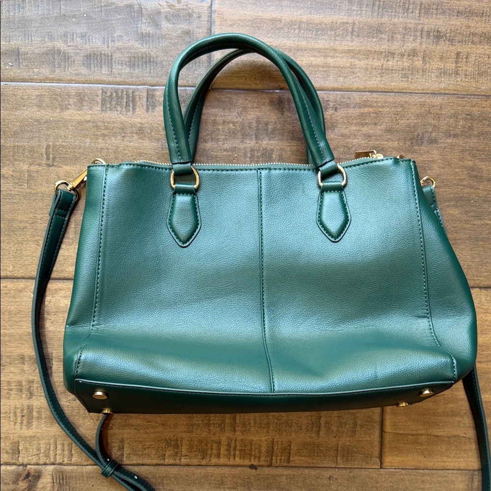 Chic Forest Green Leather Satchel